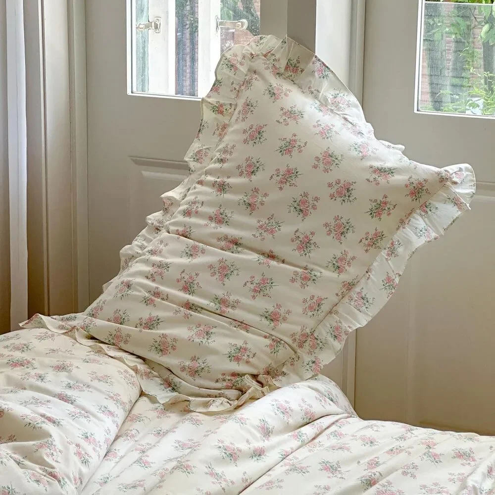 Twin XL Duvet Cover Set (Pink & Cream Floral)